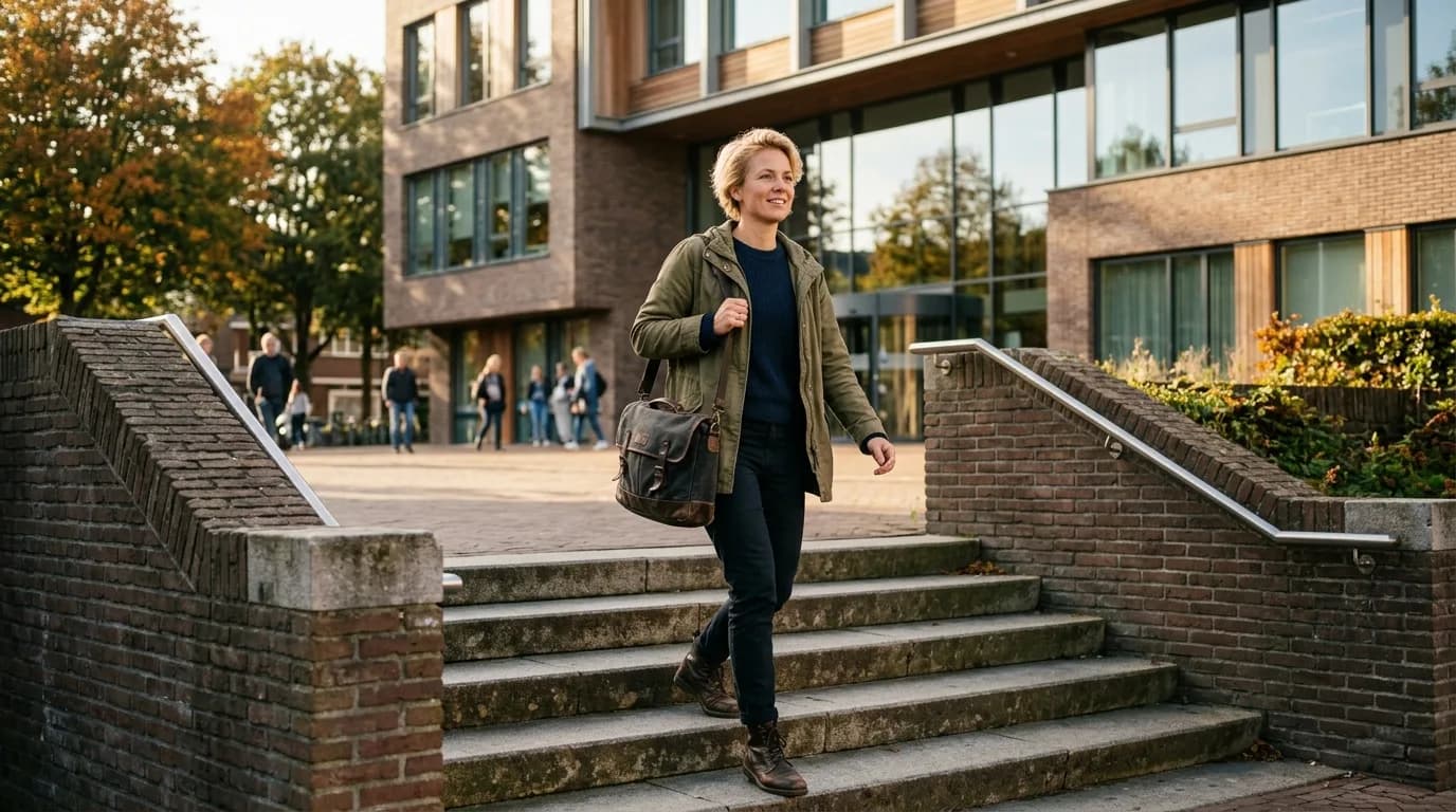 Medewerker van een gemeente verlaat het gemeentekantoor