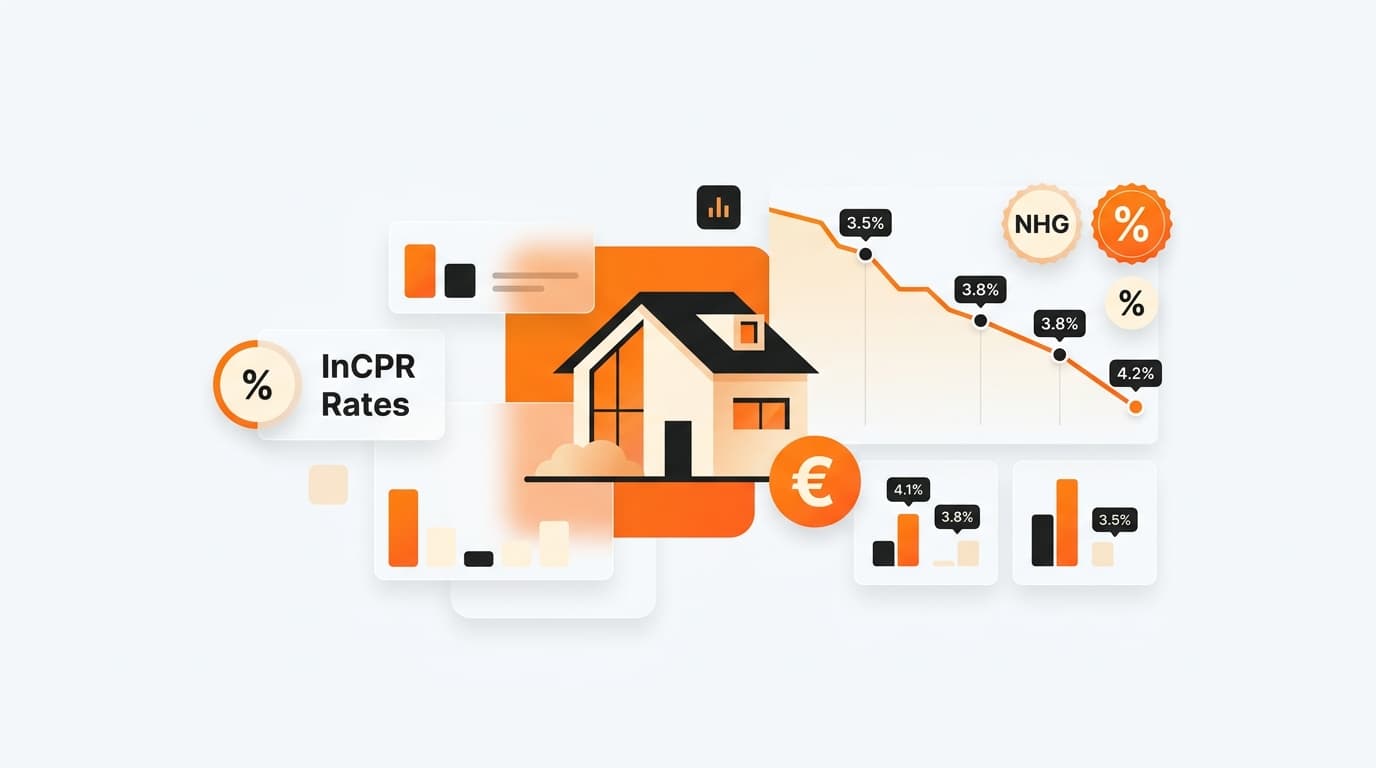 Infographic hypotheekrente vergelijken - rentepercentages, NHG en grafiek